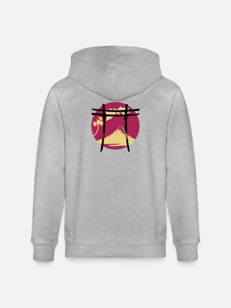 Japanese Arch Torii - Stanley/Stella CULTIVATOR Unisex Organic Hooded Jacket - heather grey
