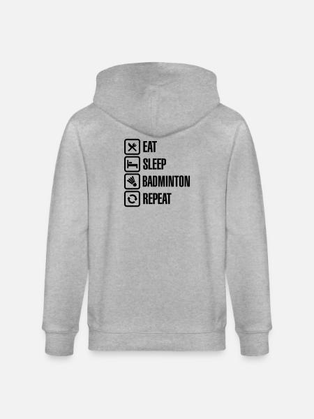 Eat Sleep Badminton Repeat - Stanley/Stella CULTIVATOR  Unisex Organic Hooded Jacket - heather grey