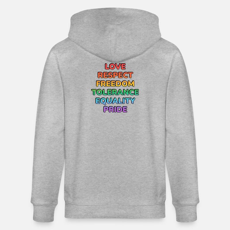 Pride Values Regenbogentext - Stanley/Stella Unisex Bio-Kapuzenjacke CULTIVATOR  - Grau meliert