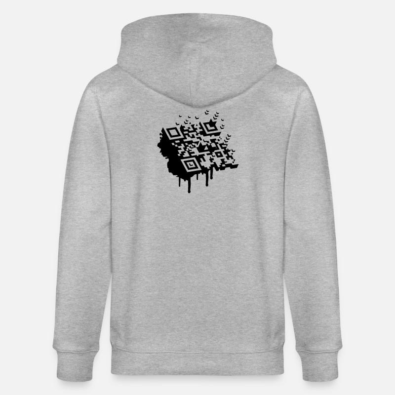 3D Barcode als Graffiti - Stanley/Stella Unisex Bio-Kapuzenjacke CULTIVATOR  - Grau meliert