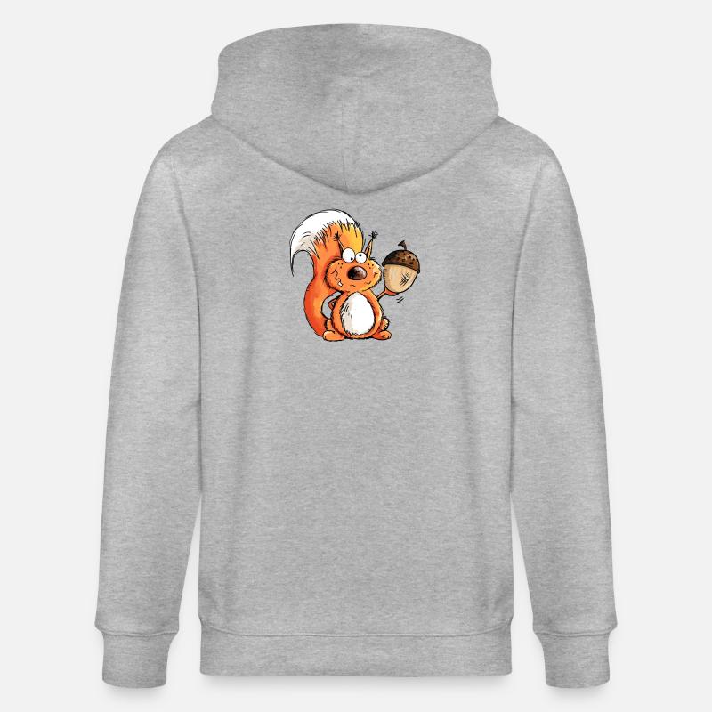 Eichhörnchen - Tier - Tiere - Eichel - Wald - Stanley/Stella Unisex Bio-Kapuzenjacke CULTIVATOR  - Grau meliert
