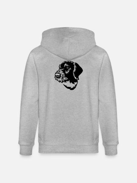 German Wirehaired Pointer - Stanley/Stella CULTIVATOR Unisex Organic Hooded Jacket - heather grey