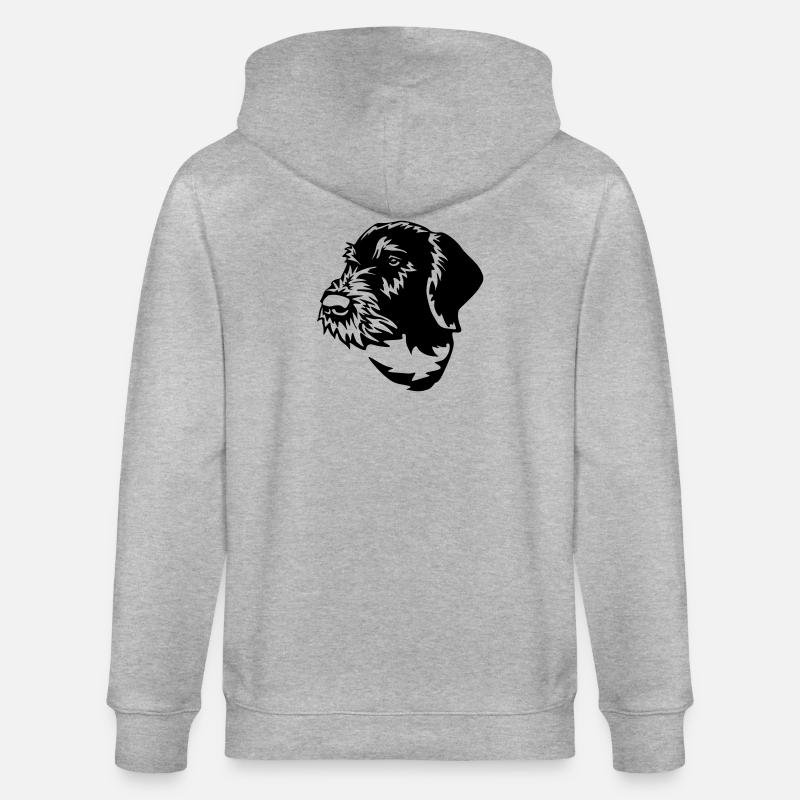 German Wirehaired Pointer - Stanley/Stella CULTIVATOR  Unisex Organic Hooded Jacket - heather grey