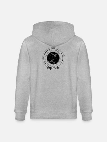 Aquarius Zodiac - Stanley/Stella CULTIVATOR Unisex Organic Hooded Jacket - heather grey