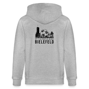 Koordinaten Bielefeld - Stanley/Stella Unisex Bio-Kapuzenjacke CULTIVATOR  - Grau meliert - Hinten - Luana (180cm)