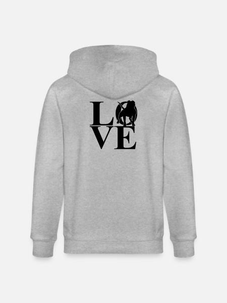 American Bulldog Love Dog Motif - Stanley/Stella CULTIVATOR Unisex Organic Hooded Jacket - heather grey