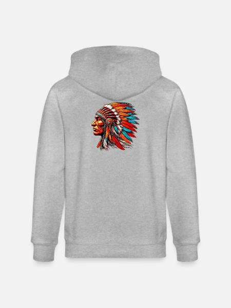 American Indian American - Stanley/Stella CULTIVATOR  Unisex Organic Hooded Jacket - heather grey