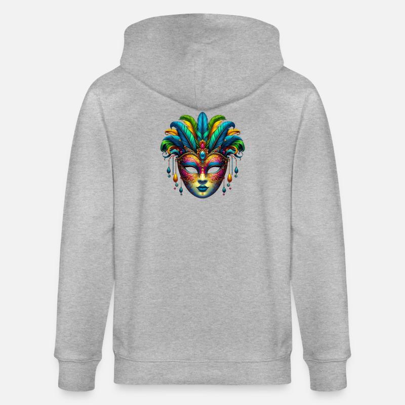 Masque du Carnaval de Venise - Veste à capuche bio CULTIVATOR Stanley/Stella Unisexe - gris chiné
