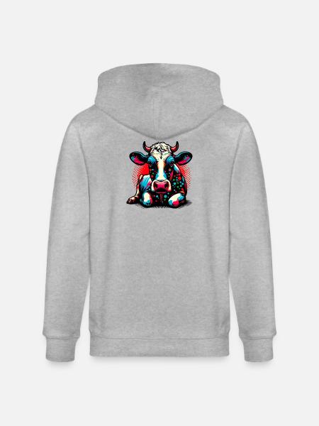 Cow - Stanley/Stella CULTIVATOR  Unisex Organic Hooded Jacket - heather grey