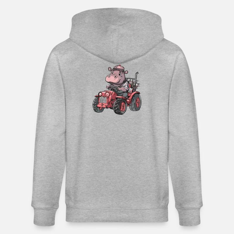 Nilpferd Traktor Farmer - Stanley/Stella Unisex Bio-Kapuzenjacke CULTIVATOR  - Grau meliert