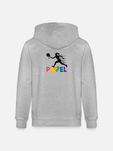 Padel Heart Rainbow Sprint - Stanley/Stella CULTIVATOR Unisex Organic Hooded Jacket - heather grey