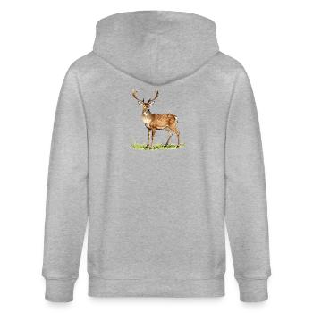 Forest watercolor deer - Stanley/Stella CULTIVATOR  Unisex Organic Hooded Jacket - heather grey - Back - Luana (180cm)