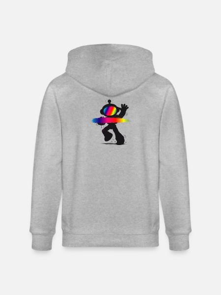 Robot Silhouette Rainbow Splash Design - Felpa con cappuccio ecologica unisex CULTIVATOR di Stanley/Stella - grigio melange