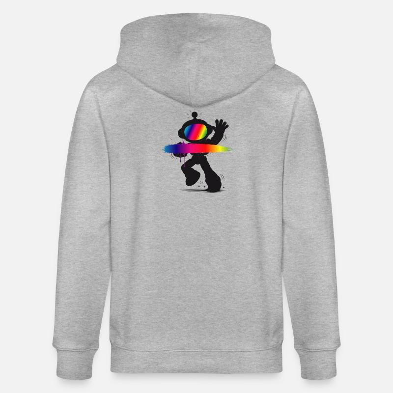 Roboter Silhouette Regenbogen Splash Design - Stanley/Stella Unisex Bio-Kapuzenjacke CULTIVATOR - Grau meliert
