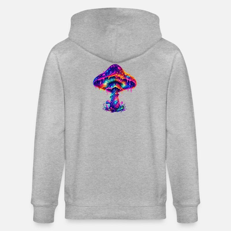 Champignon arc-en-ciel psychédélique - Veste à capuche bio CULTIVATOR Stanley/Stella Unisexe - gris chiné
