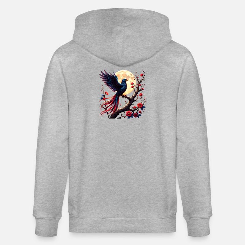 Lunar Blue Phoenix in Blühe - Stanley/Stella Unisex Bio-Kapuzenjacke CULTIVATOR  - Grau meliert
