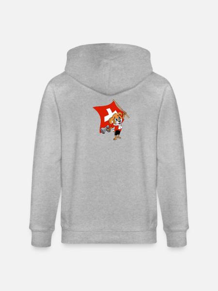 Switzerland fan dog - Stanley/Stella CULTIVATOR Unisex Organic Hooded Jacket - heather grey