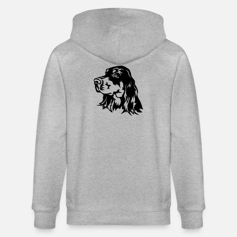 Gordon Setter Kopf - Stanley/Stella Unisex Bio-Kapuzenjacke CULTIVATOR  - Grau meliert