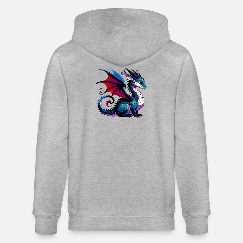 Drache - Stanley/Stella Unisex Bio-Kapuzenjacke CULTIVATOR  - Grau meliert