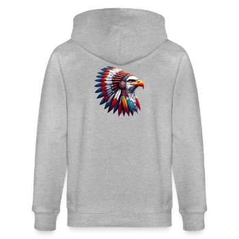 Aigle amérindien Peaux rouges américaines - Veste à capuche bio CULTIVATOR Stanley/Stella Unisexe - gris chiné - Dos - Luana (180cm)