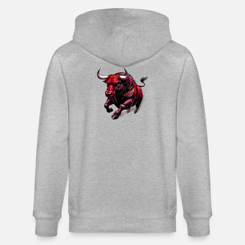 Bull - Stanley/Stella CULTIVATOR  Unisex Organic Hooded Jacket - heather grey