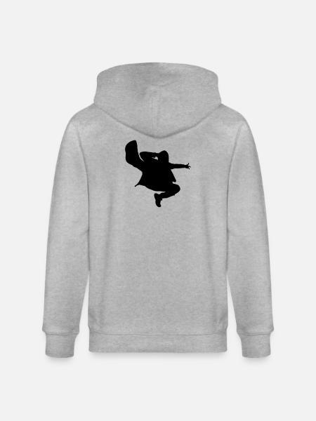 B-Boy Silhouette – Breakdance Jump Kick - Stanley/Stella CULTIVATOR  Unisex Organic Hooded Jacket - heather grey