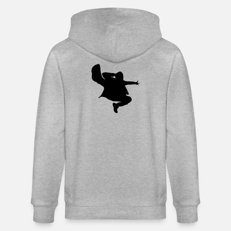 B-Boy Silhouette – Breakdance Jump Kick - Stanley/Stella Unisex Bio-Kapuzenjacke CULTIVATOR - Grau meliert