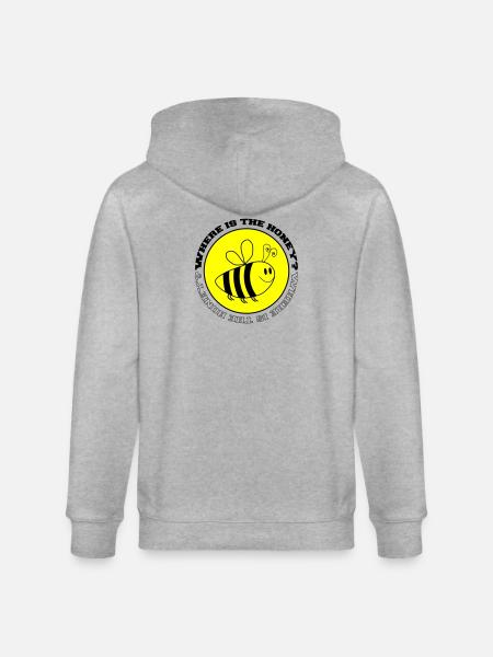 Bee Where is the Honey? - Stanley/Stella CULTIVATOR  Unisex Organic Hooded Jacket - heather grey