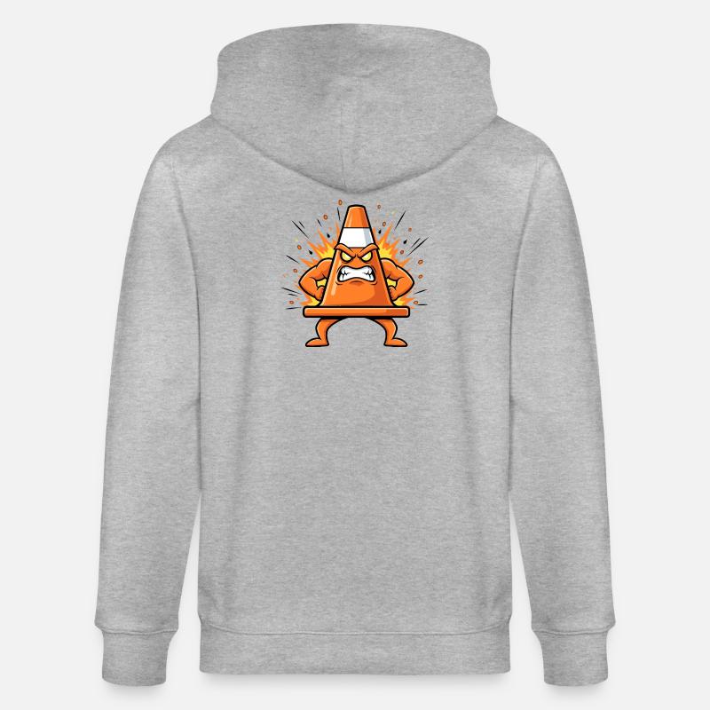 Dessin animé du cône en colère - Veste à capuche bio CULTIVATOR Stanley/Stella Unisexe - gris chiné