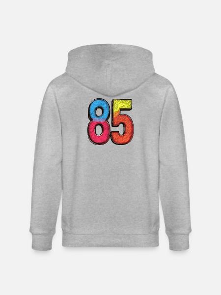 85 Zahl Bunt - Stanley/Stella Unisex Bio-Kapuzenjacke CULTIVATOR - Grau meliert