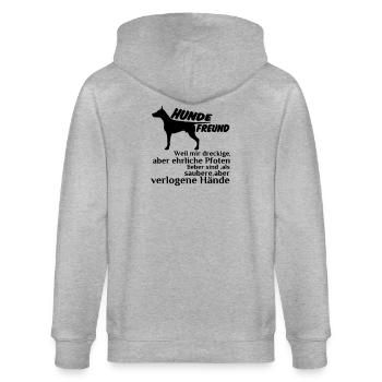 Hundefreund Hund Tier Spruch Geschenk - Stanley/Stella Unisex Bio-Kapuzenjacke CULTIVATOR  - Grau meliert - Hinten - Luana (180cm)