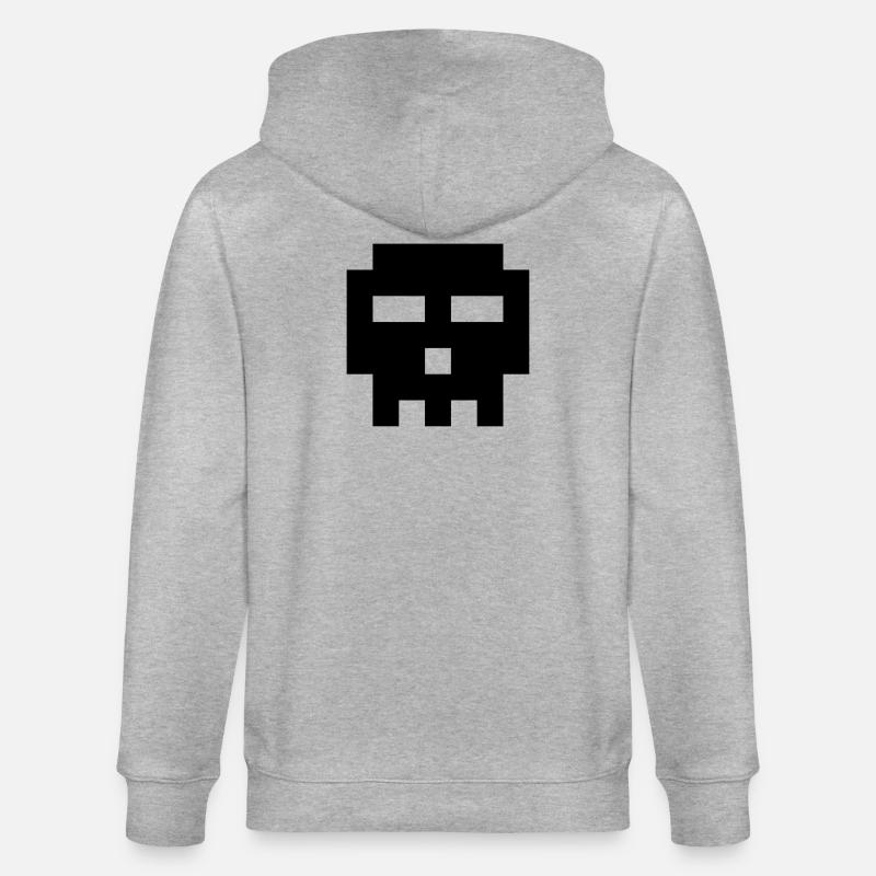 Crâne de pixels. - Veste à capuche bio CULTIVATOR Stanley/Stella Unisexe - gris chiné