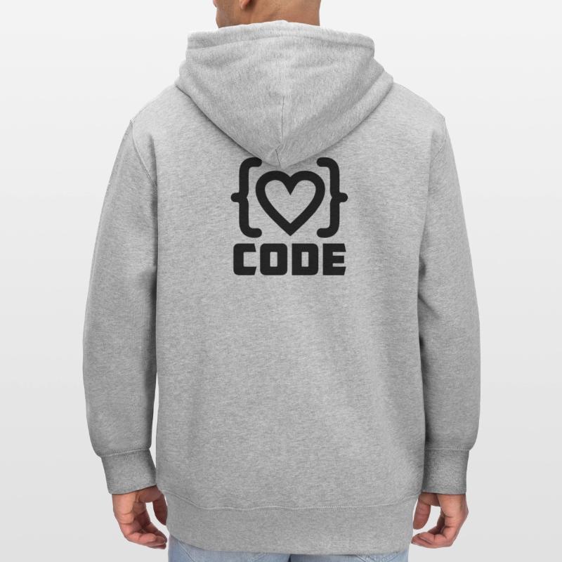 Heart programmer code logo with text CODE Stanley/Stella CULTIVATOR  Unisex Organic Hooded Jacket