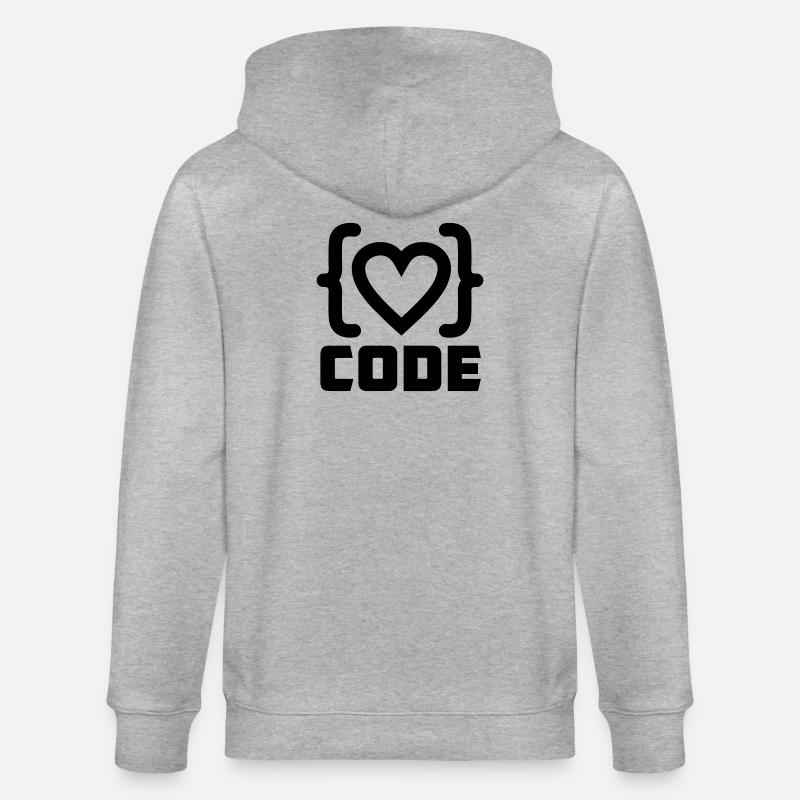 Herzprogrammierer Code Logo mit Text CODE - Stanley/Stella Unisex Bio-Kapuzenjacke CULTIVATOR  - Grau meliert