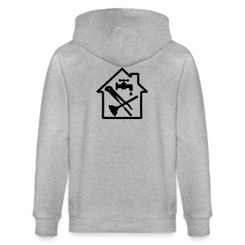 Tools logo plumber in cottage 2 - Stanley/Stella CULTIVATOR  Unisex Organic Hooded Jacket - heather grey - Back - Luana (180cm)