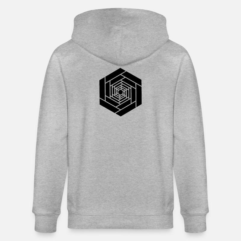 Hexagone infini noir fleur - Veste à capuche bio CULTIVATOR Stanley/Stella Unisexe - gris chiné