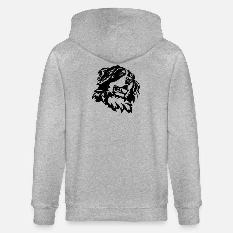 Berner Sennenhund Kopf - Stanley/Stella Unisex Bio-Kapuzenjacke CULTIVATOR  - Grau meliert