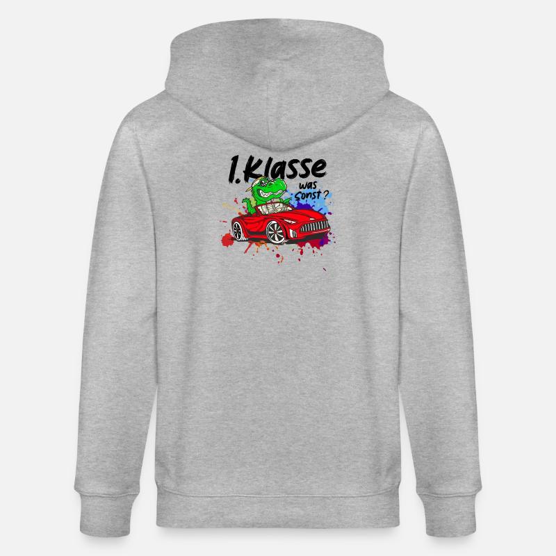 Schulkind Einschulung 2026 1. Klasse Geschenk - Stanley/Stella Unisex Bio-Kapuzenjacke CULTIVATOR  - Grau meliert