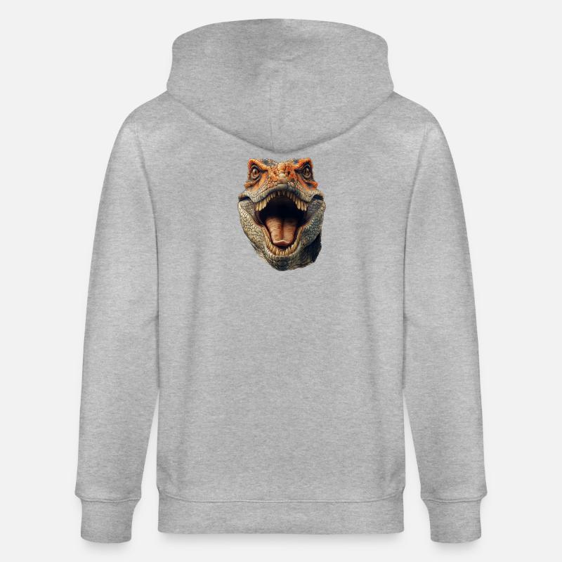 Dinosaur Head - Stanley/Stella CULTIVATOR  Unisex Organic Hooded Jacket - heather grey