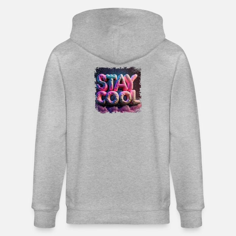 stay cool text in 3d - Stanley/Stella Unisex Bio-Kapuzenjacke CULTIVATOR  - Grau meliert