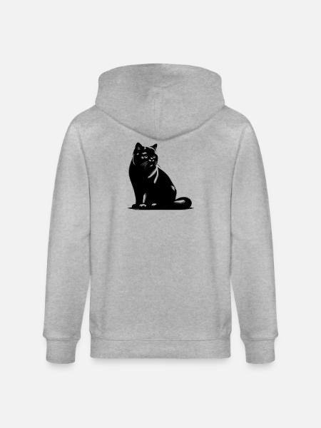 British Shorthair Cat - Stanley/Stella CULTIVATOR  Unisex Organic Hooded Jacket - heather grey