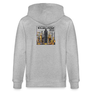 Auch Wolkenkratzer haben als Keller angefangen - Stanley/Stella Unisex Bio-Kapuzenjacke CULTIVATOR  - Grau meliert - Hinten - Luana (180cm)