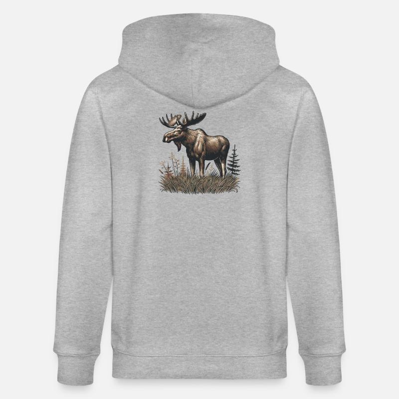 Elch - Stanley/Stella Unisex Bio-Kapuzenjacke CULTIVATOR  - Grau meliert