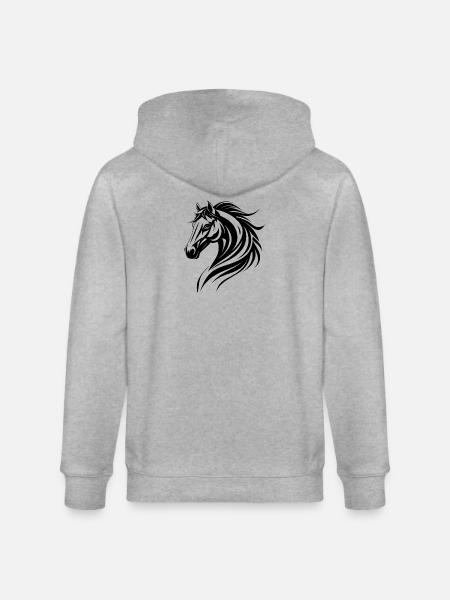 Ausdrucksstarke Pferdezeichnung - Stanley/Stella Unisex Bio-Kapuzenjacke CULTIVATOR  - Grau meliert
