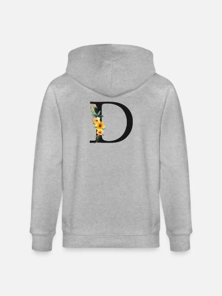 D Monogram, Floral, Customizable - Stanley/Stella CULTIVATOR  Unisex Organic Hooded Jacket - heather grey