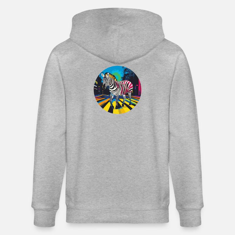 Buntes Zebra in Neon-Stadtbild - Stanley/Stella Unisex Bio-Kapuzenjacke CULTIVATOR  - Grau meliert