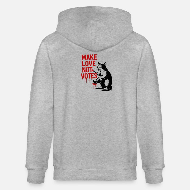 Faites l’amour pas les votes Chat - Veste à capuche bio CULTIVATOR Stanley/Stella Unisexe - gris chiné