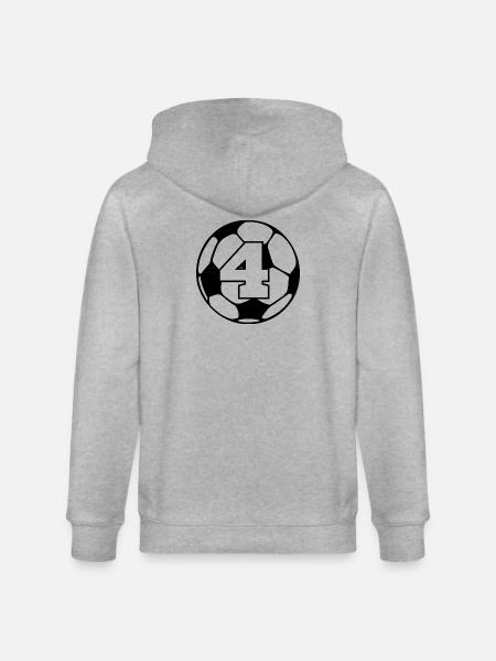 Nummer 4 Fußball - 4. Jubiläum - Stanley/Stella Unisex Bio-Kapuzenjacke CULTIVATOR - Grau meliert