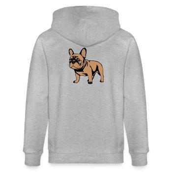 Chiens bouledogues français cadeau de Noël - Veste à capuche bio CULTIVATOR Stanley/Stella Unisexe - gris chiné - Dos - Luana (180cm)