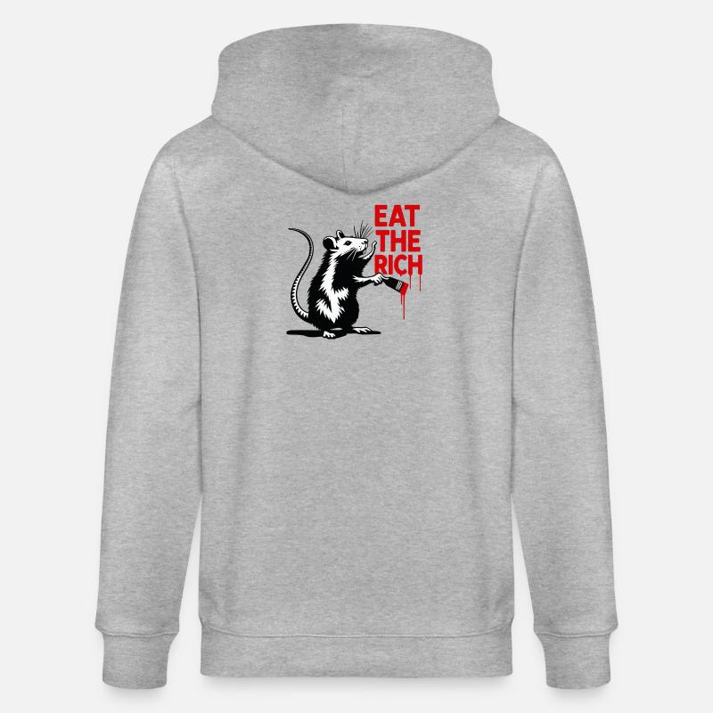 Ratte mit roter Botschaft - Stanley/Stella Unisex Bio-Kapuzenjacke CULTIVATOR  - Grau meliert